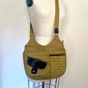 Mosey Khaki Green Quilted Women's Crossbody bag Utility Purse Extra Pockets